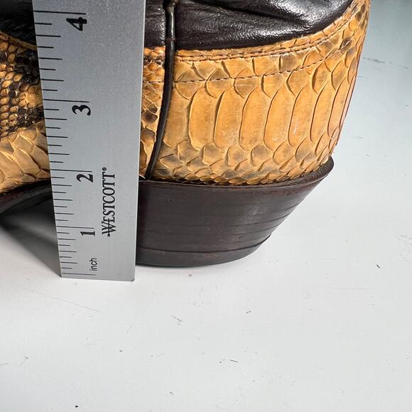 Justin Leather Snakeskin 8695 Brown Tan Western Cowboy Boots 8.5 D - Picture 9 of 16